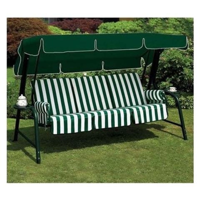 Dondolo 4 Posti Duca Struttura Verde, Tessuto Riga Bianca Verde E Tettino Verde