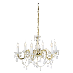 QAZQA Lampadario marie theresa - Classico - Plastico,Acciaio - Trasparente/Cromo/Oro - Tondo Max. 6 x Watt en oferta