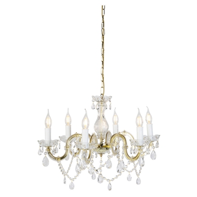 QAZQA Lampadario marie theresa - Classico - Plastico,Acciaio - Trasparente/Cromo/Oro - Tondo Max. 6 x Watt