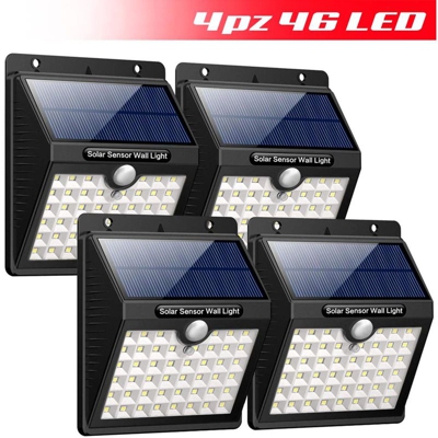 4pz Lampada Faro LED Solare Faretto con Sensore Movimento Luce Esterno Giardino - BAKAJI