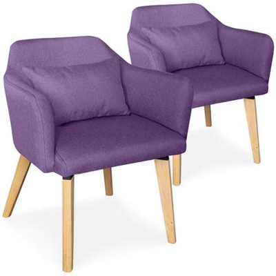 Set Di 2 Poltrone Scandinave Dantes In Tessuto Viola