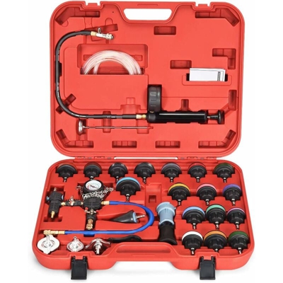 Costway - Kit di 28 Pezzi Attrezzi Ricarica a Vuoto del Sistema di Raffreddamento, Kit di Attrezzi di Ricarica per Radiatore a Vuoto, con Custodia,