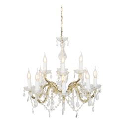 Lampadario Marie Theresa - Classico - Plastico,Acciaio - Trasparente/Cromo/Oro - Tondo Max. 12 x Watt - Qazqa características