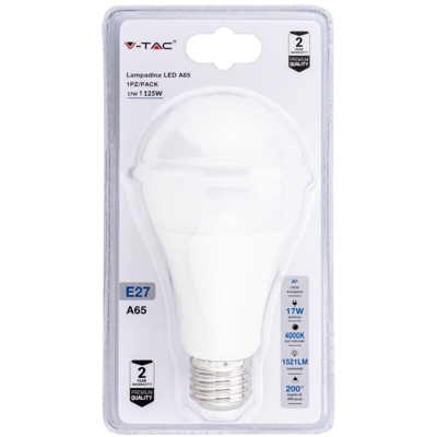 Lampadina LED E27 17W A65 4000K (Blister 1 Pezzo) - V-TAC