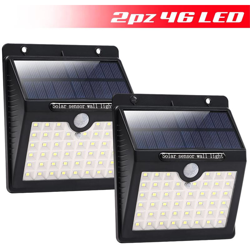 2pz Lampada Faro LED Solare Faretto con Sensore Movimento Luce Esterno Giardino - BAKAJI precio