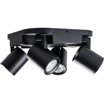 faretto parete laurin 220-240 volt 4 luci CE GU10 IP20 interno nero orientabile kan 29129 - KANLUX