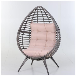 Poltrona In Pe Rattan Grigio Con Morbido Cuscino Beige Per Esterni E Interni en oferta