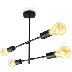 plafoniera orientabile I Plafoniera retrò I 4 fiamme I E27 I metallo I nero opaco I senza lampadina max. 60Watt - B.k.licht en oferta