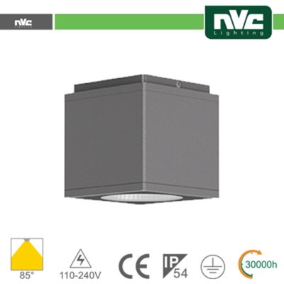 NVC - faro downlight sporgente 220-240 volt 36° 8 watt A+ CE IP54 bianco caldo nero no quadrato lif 3018w3k
