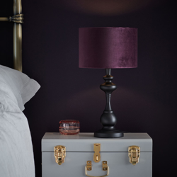 Lampada da tavolo Connor, paralume tessuto viola en oferta