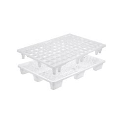 Pallet Forato Bianco Igienico Misura cm 80x120 Piedini nr 9 Portata statica kg 4000 Portata dinamica kg 1200 Peso Kg 8.35 Colore Bianco Altezza cm características