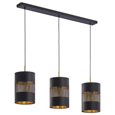 Lampada a sospensione Bogart, 3 luci, nero/oro