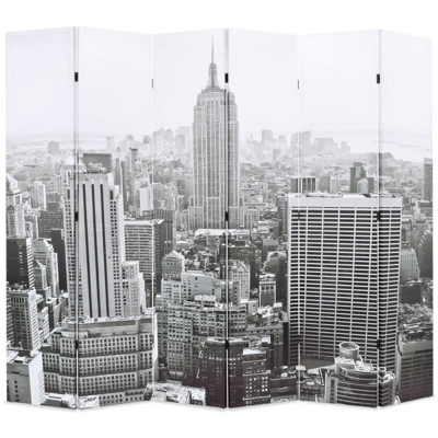 Asupermall - Paravento Pieghevole 228x170 cm Stampa New York Bianco e Nero