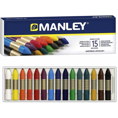 Confezione 15 Pastelli a Cera Colori Assortiti Disegno Scuola Casa - Manley