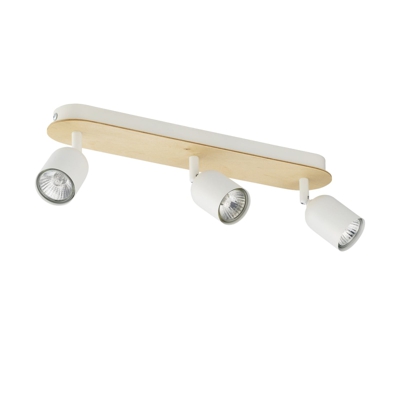 Spot soffitto Top Wood, 3 luci, legno/bianco