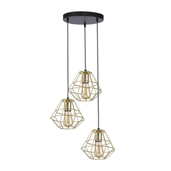Lampada sospesa Diamond 3 luci rotonda, oro/nero precio