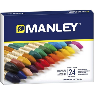 Confezione 24 Pastelli a Cera Colori Assortiti Disegno Scuola Casa - Manley
