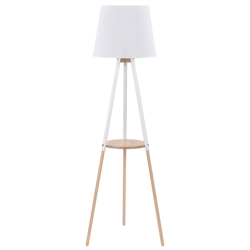 Piantana Vaio treppiede di legno, paralume bianco en oferta