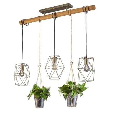 Lampada a sospensione Plant, 3 luci con vetri