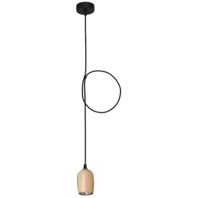 Lampada a Sospensione Carina - Lampadario - da Soffitto - Nero in Metallo, Legno, 8 x 8 x 90 cm, E27 - HOMEMANIA