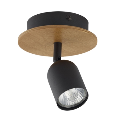Spot soffitto Top Wood, 1 luce, legno/nero
