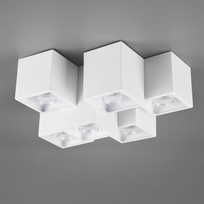 Plafoniera Fernando, 6 luci, bianco satinato