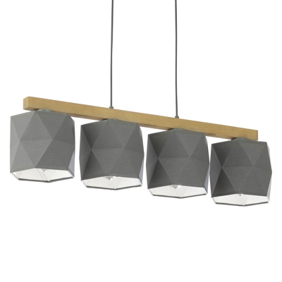 Lampada a sospensione Fano legno e tessuto, 4 luci
