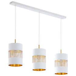 Lampada a sospensione Bogart, 3 luci, bianco/oro características