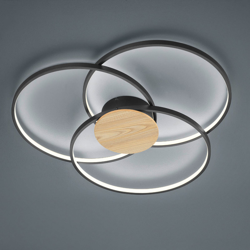 Plafoniera LED Sedona con legno, nero satinato precio