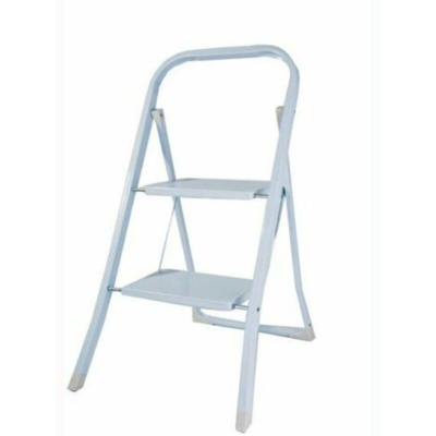 Eurostore07 - SGABELLO BIANCO CON PIANO LARGO IN ACCIAIO 2 GRADINI cm.45x3x90h. FERR 138499