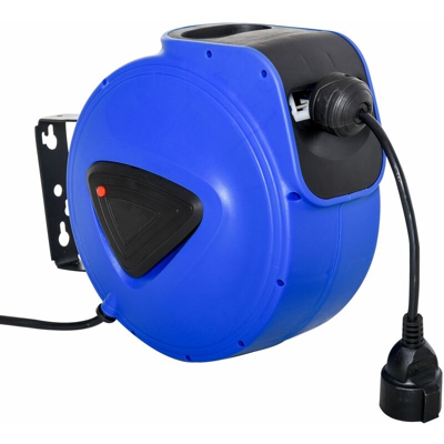 DURHAND Avvolgicavo Elettrico Automatico da Parete, 10 Metri con 3 Attacchi