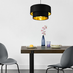 [lux.pro] - Lampada a Sospensione in Stile Moderno E27 60W Lampadario con Paralume Ø 40 cm in Tessuto - Nero características