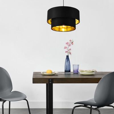 [lux.pro] - Lampada a Sospensione in Stile Moderno E27 60W Lampadario con Paralume Ø 40 cm in Tessuto - Nero