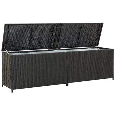 Baule Da Giardino In Polyrattan 200x50x60 Cm Nero