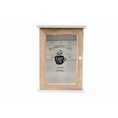 PORTA CHIAVI 6 GANCI IN LEGNO CHIARO + VETRO 6 POSTI CM.20 X 6 X 28 h PRA 99235 - RICELSUD.IT