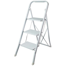 SGABELLO BIANCO CON PIANO LARGO IN ACCIAIO 3 GRADINI cm.45x3x115h. FERR 138482 - EUROSTORE07 en oferta