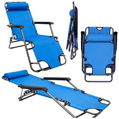 Sedia A Sdraio Pieghevole Prendisole 153 Cm + Poggiatesta + Poggiagambe + Schienale Reclinabile