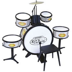 Bontempi - Batteria Musicale Giocattolo Bambini 4 Tamburi + Grancassa e Piatto con Sgabello características