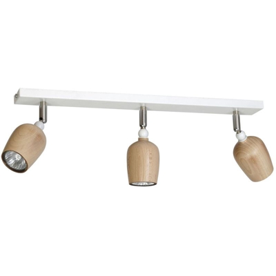 Faretto Carina - Applique - Bianco in Metallo, Legno, 63 x 24 x 17,5 cm, 3 x GU10, 35W - HOMEMANIA