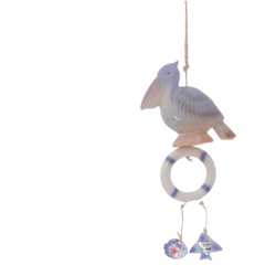 Campana A Vento Pellicano In Ceramica, Da 19,5x7,5x65 Cm Blu - KASANOVA en oferta