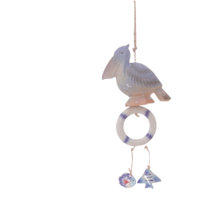 Campana A Vento Pellicano In Ceramica, Da 19,5x7,5x65 Cm Blu - KASANOVA