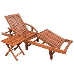 Lettino Prendisole e Tavolo Set Legno Massello Acacia Marrone precio