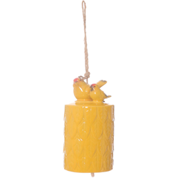 Campana A Vento Gallinella In Ceramica, Da 13x13x55 Cm Giallo - KASANOVA en oferta