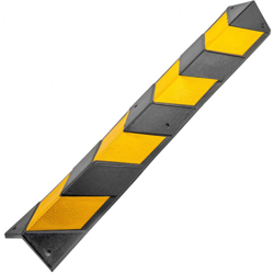 PrimeMatik - Paraspigoli angolari 80cm riflettenti in gomma colore nero e giallo en oferta