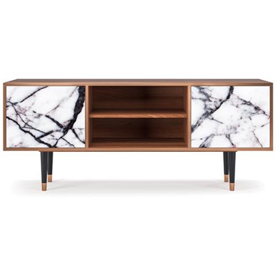 T2 Mobile Porta Tv, 2 Ante Con Apertura A Pressione, 170w X 48d X 69h - Raven Marble