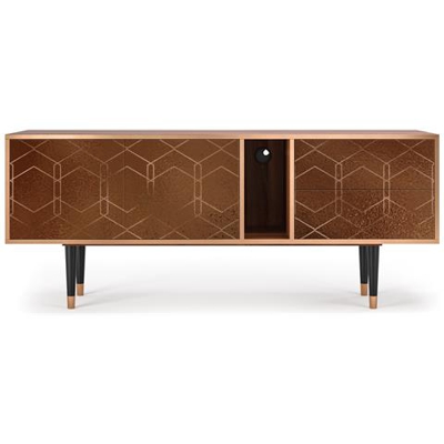 T1 Mobile Porta Tv, 2 Cassetti E 2 Ante Con Apertura A Pressione, 170w X 48d X 69h - Chocolate Bar