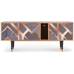 T1 Mobile Porta Tv, 2 Cassetti E 2 Ante Con Apertura A Pressione, 170w X 48d X 69h - Taupe Anatomy características