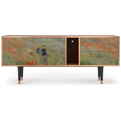 T1 Mobile Porta Tv, 2 Cassetti E 2 Ante Con Apertura A Pressione, 170w X 48d X 69h - The Poppy Field Near Argenteuil By Claude Monet características