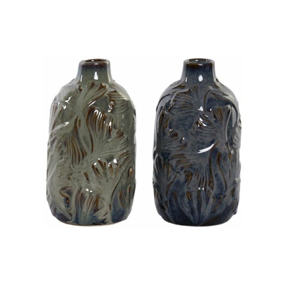 Vaso Ginkgo Green Gres (13 x 13 x 24 cm) (2 pcs) - Dekodonia