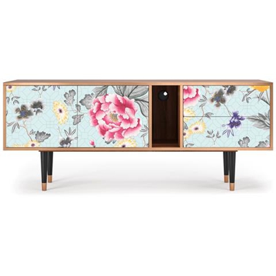 T1 Mobile Porta Tv, 2 Cassetti E 2 Ante Con Apertura A Pressione, 170w X 48d X 69h - Sky Garden